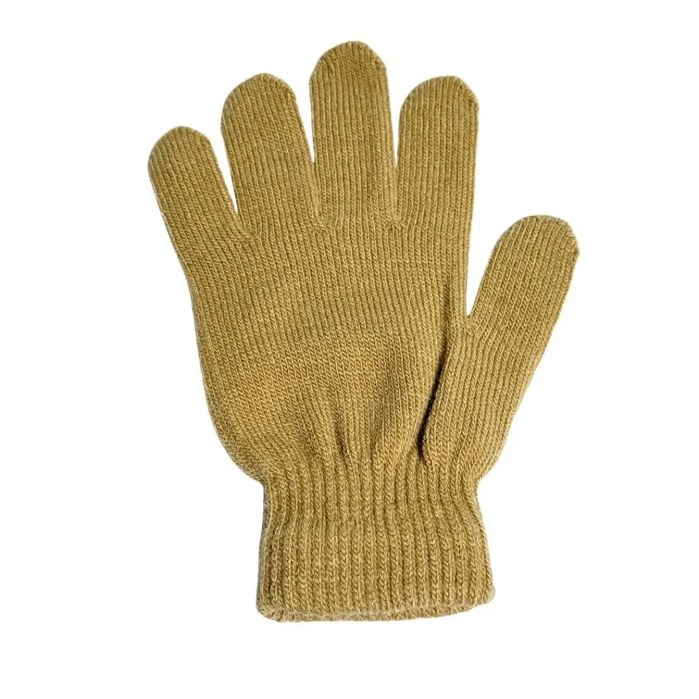 Beige Tan Womans Small Knit Gloves Minimalist Warm Comfy Winter Normcore
